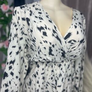 Chic Black and White Animal Print Dress